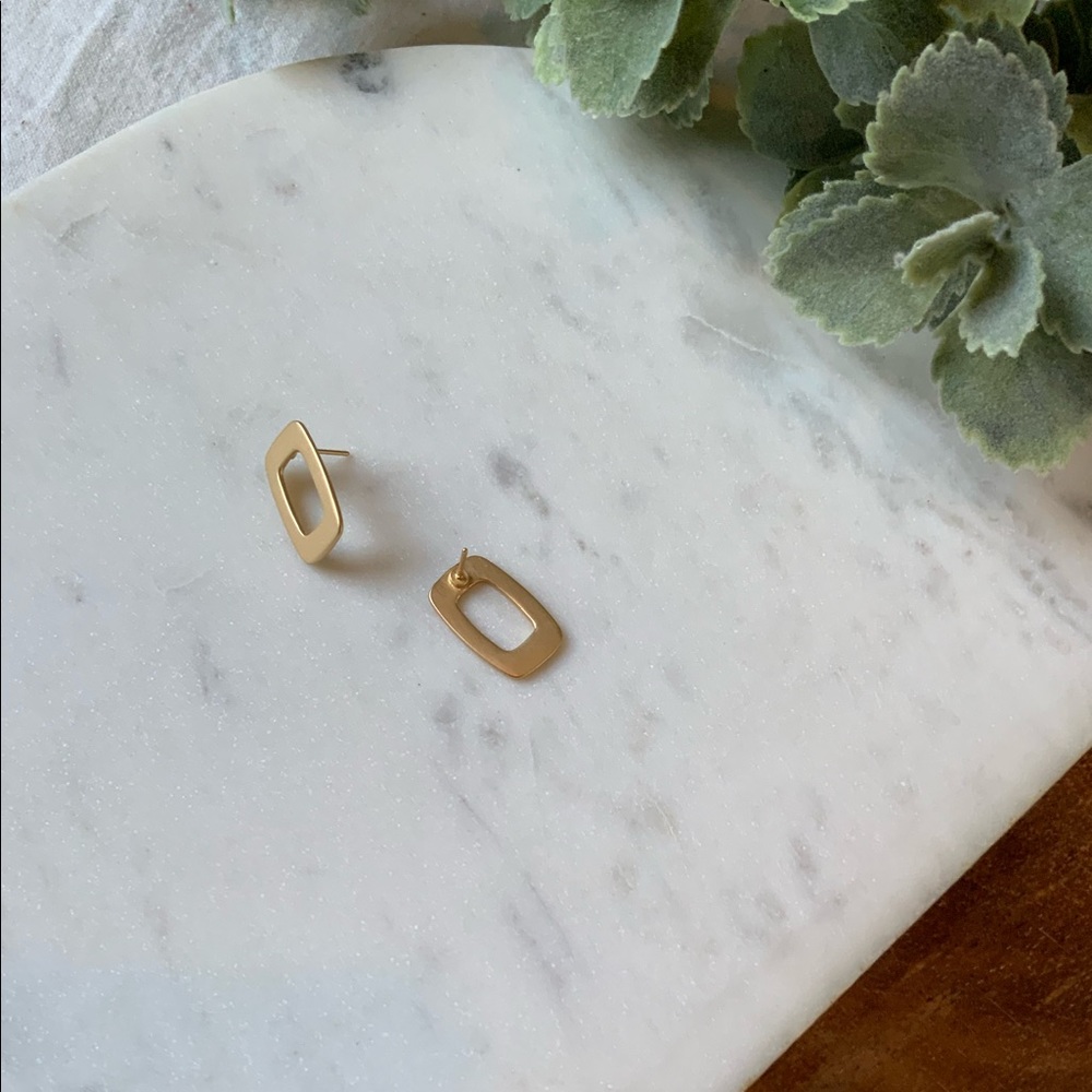 The Flannery - Gold Brushed Geometric Studs - Picture 4 of 6